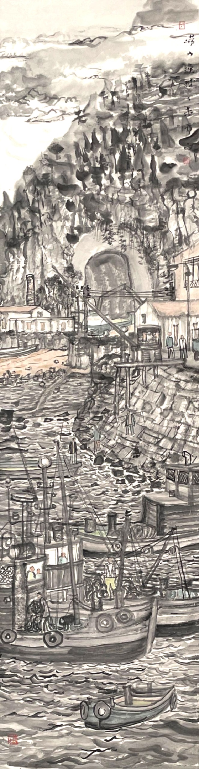 5.方 向  崂山渔村  34x137cm.jpeg